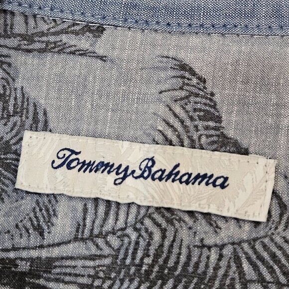 Tommy Bahama Mens XXL Chambray Shirt Shade Blue Ash Palm Tree Long Sleeve Button - Picture 10 of 10